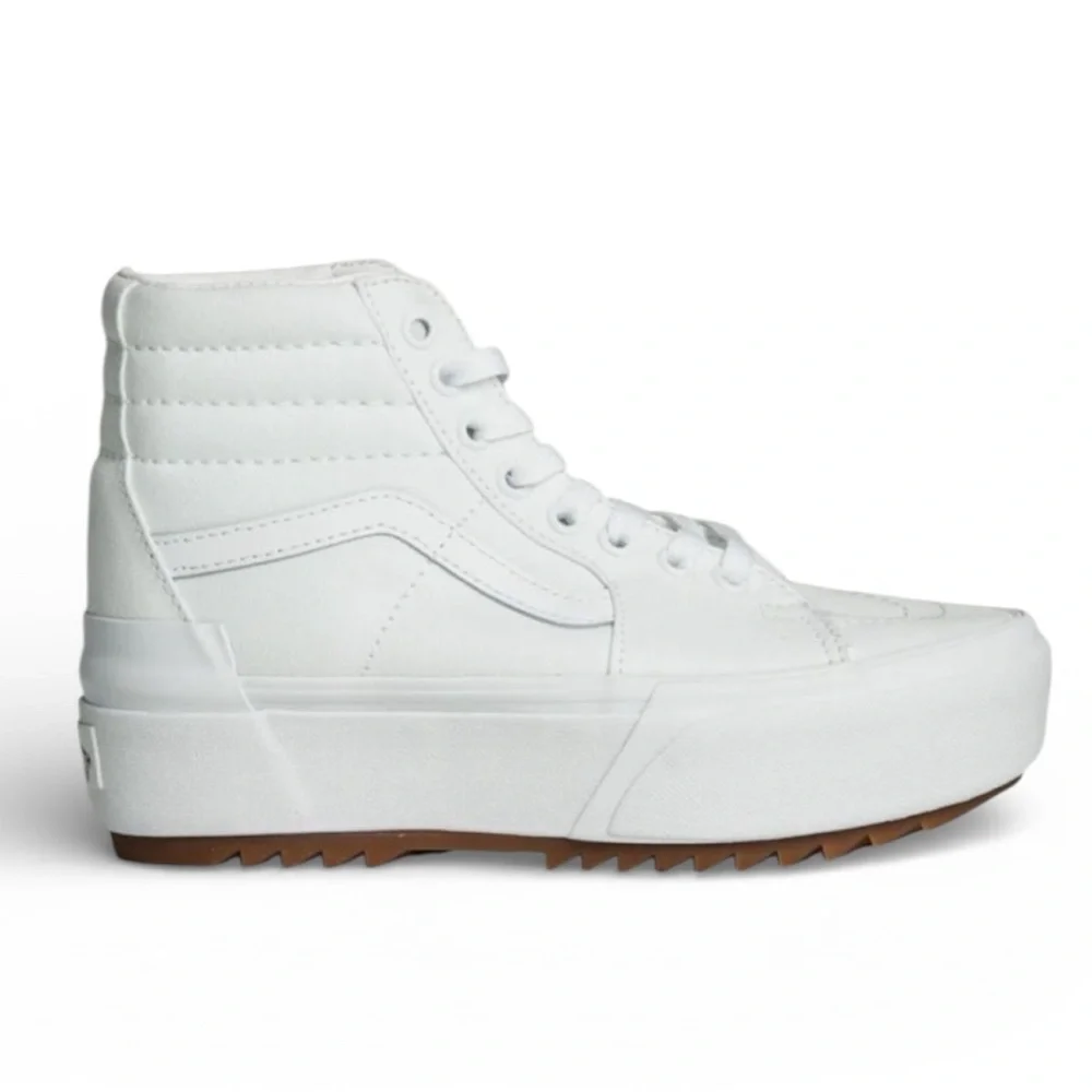 VANS | Sk8-Hi Stacked Platform Canvas Sneaker in True White/Gum